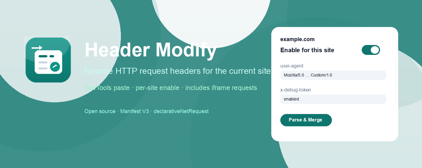 Header Modify — rewrite HTTP request headers for the current site